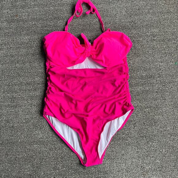 Tempt Me Two-Tone Ruched Pink One Piece Swimsuit NWT Size XL - Picture 1 of 9